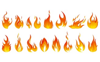 Fire Flame Set Vector Illustration Concept