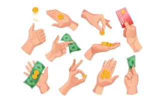 Human Hands Money Set Vector Illustration Concept