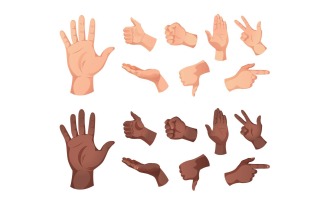 Human Hands White Black Set Vector Illustration Concept