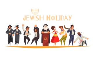 Jewish Holiday Set Vector Illustration Concept
