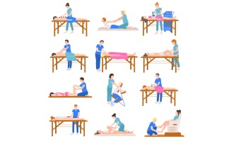 Massage People Flat Set Vector Illustration Concept