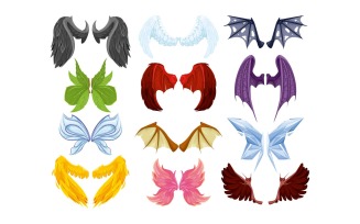 Mythical Animal Wings Set Vector Illustration Concept