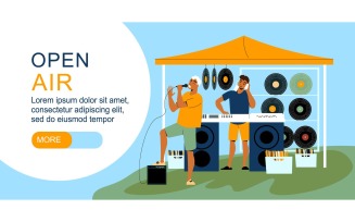 Open Air Music Festival Horizontal Banner Vector Illustration Concept