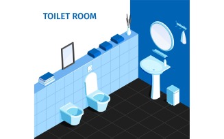 Sometric Home Toilet Room Illustration Vector Illustration Concept