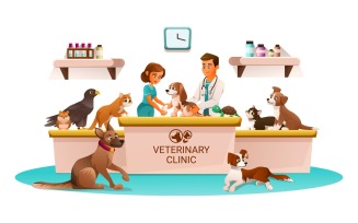 Veterinary Clinic Cartoon Vector Illustration Concept