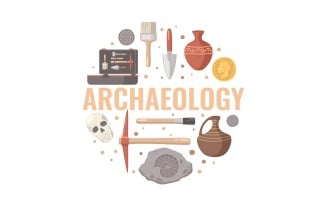 Archaeology Cartoon Set Vector Illustration Concept