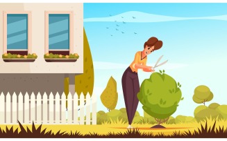 Daily Routine Woman Vector Illustration Concept