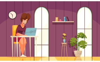 Daily Routine Woman Work Vector Illustration Concept
