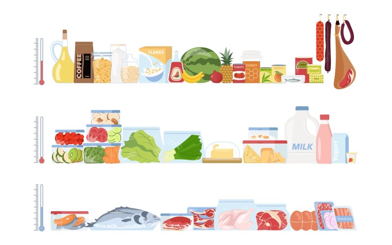 Food Storage Set Flat Vector Illustration Concept