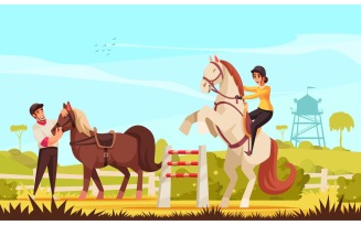 Horse Riding Vector Illustration Concept