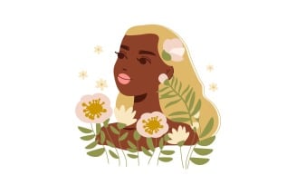 Beautiful Woman Flowers Vector Illustration Concept