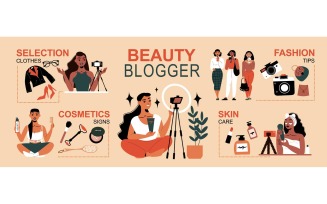 Beauty Fashion Blogger Infographics Vector Illustration Concept