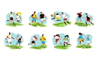 Football Soccer Compositions Vector Illustration Concept