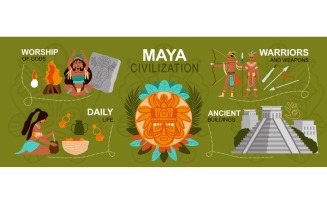 Maya Civilization Infographics Vector Illustration Concept