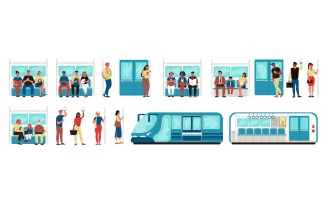 Metro Subway People Set Vector Illustration Concept