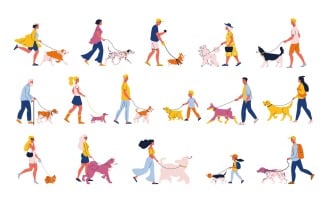 People Dog Breeds Set Vector Illustration Concept