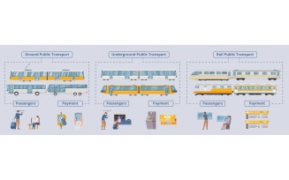Public Transport Flowchart Flat Vector Illustration Concept