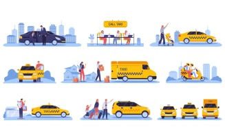 Taxi Set Vector Illustration Concept