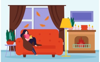Cozy Fall Flat Composition 2 Vector Illustration Concept
