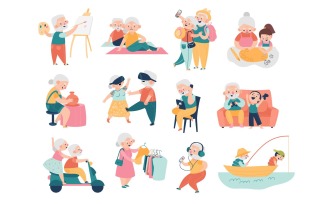 Elderly People Set Vector Illustration Concept