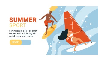 Summer Sport Horizontal Banner Vector Illustration Concept