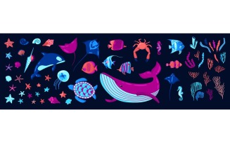 World Ocean Day Color Set Vector Illustration Concept