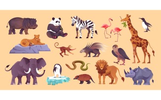 Zoo Animals Vector Illustration Concept