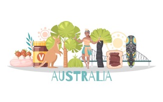 Australia Cartoon 4 Vector Illustration Concept