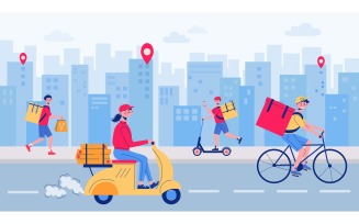 Food Delivery City Vector Illustration Concept