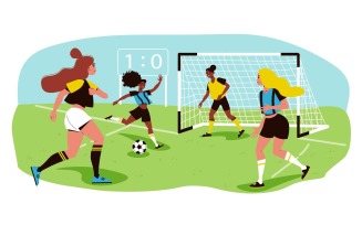 Football Soccer Women 2 Vector Illustration Concept