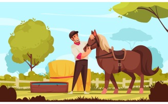 Horse Riding 2 Vector Illustration Concept