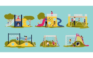 Kids Playground Set 2 Vector Illustration Concept