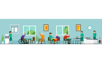 Nursing Home Characters Composition 2 Vector Illustration Concept