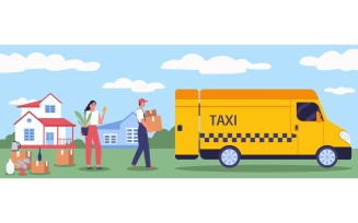 Taxi Relocation Vector Illustration Concept