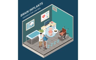 Brain Implants Technologies 4 Vector Illustration Concept