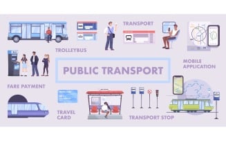 Public Transport Flowchart Flat 2 Vector Illustration Concept