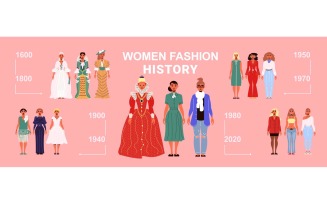 Women Fashion History Costume Vector Illustration Concept