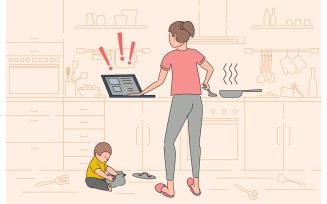 Work At Home Problems Flat Composition1 Vector Illustration Concept