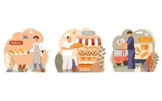 Bakery Composition Flat Vector Illustration Concept