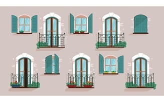 Balcony Windows House Vector Illustration Concept