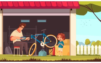 Cycle Family 4 Vector Illustration Concept