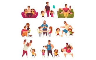 Dad Father Day Set Vector Illustration Concept