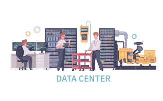 Datacenter Cartoon Vector Illustration Concept
