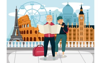 Elderly People Travel 2 Vector Illustration Concept