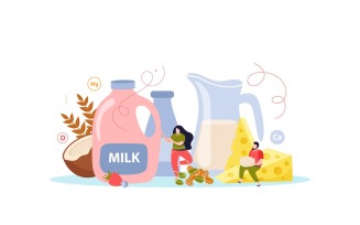 Milk Usage Flat Background Vector Illustration Concept