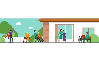 Nursing Home Characters Composition 4 Vector Illustration Concept