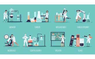 Science Laboratory Compositions Vector Illustration Concept
