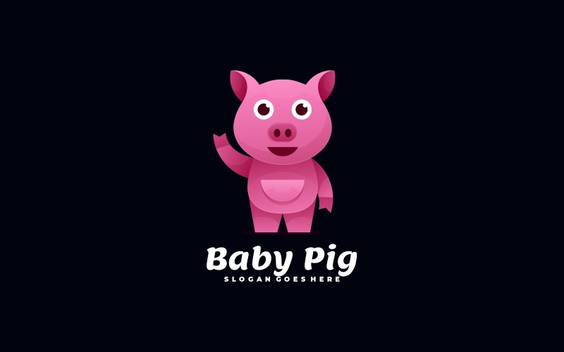 Baby Pig Gradient Logo Style Logo Template