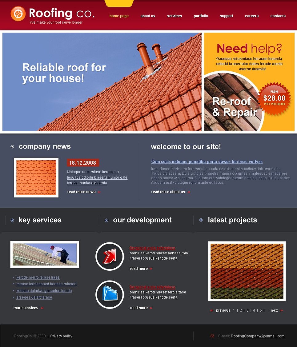 Roofing Company Website Template 20582