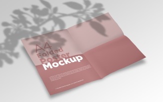 A4 Folded organic Paper Mockup Poster template